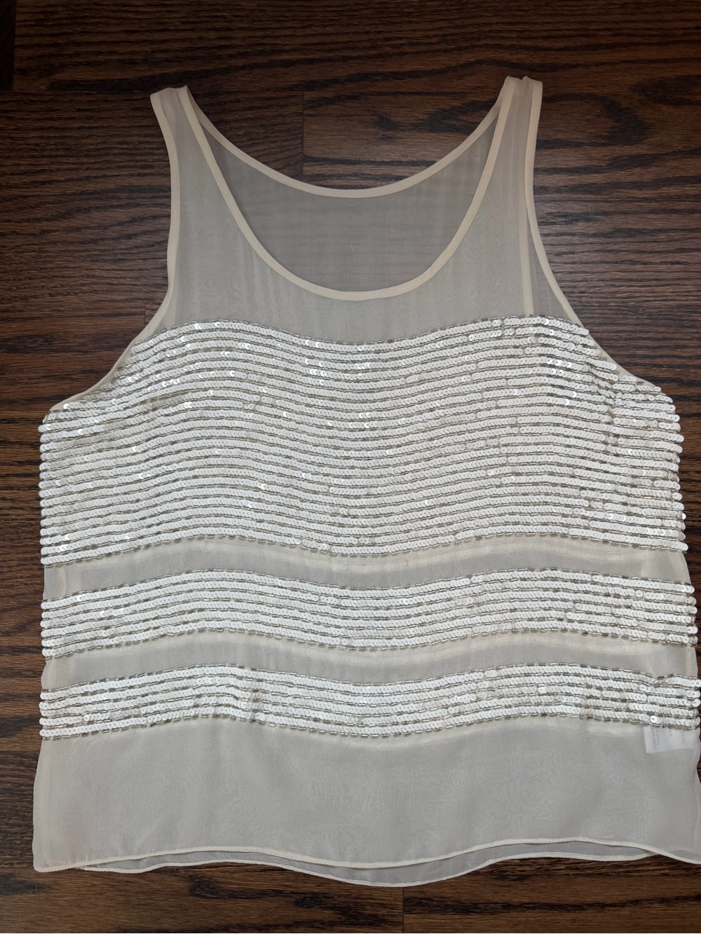 Parker Ivory Sheer Sequin Stripe Tank
